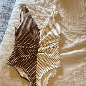 Striped Brown and Cream Calia One Piece